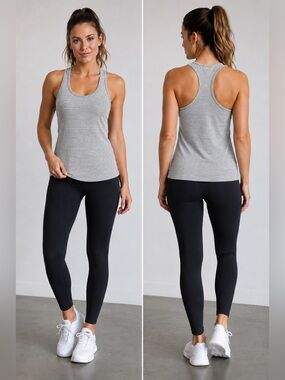 Lululemon Athletica Grey and White Stripe Cool Racerback Tank Top